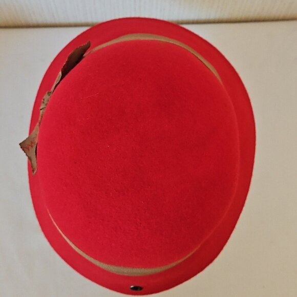Peter Grimm Wool Cloche Hat Red Womens One Size Grosgrain Bow Wide Brim Hat Band - Picture 5 of 11